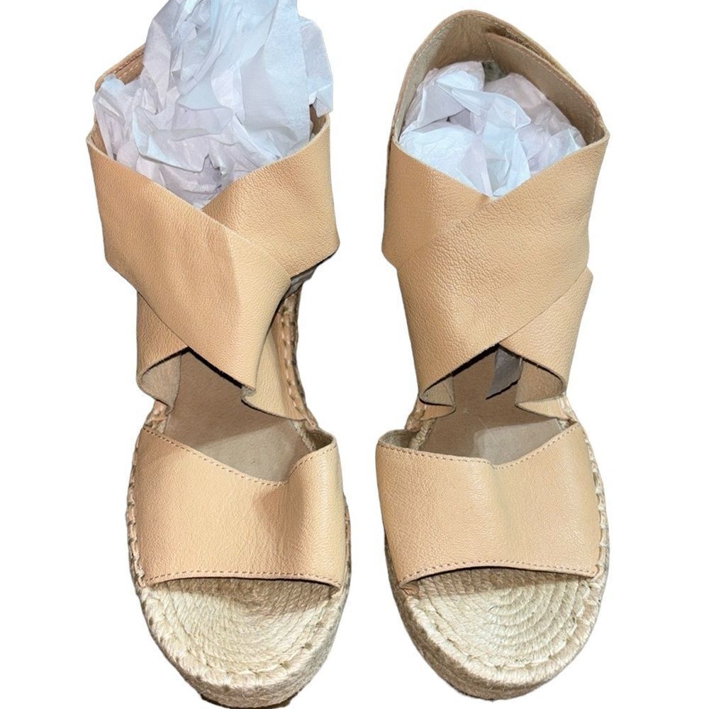 Eileen fisher Willow wedge sandals leather ankle strap espadrilles 9.5